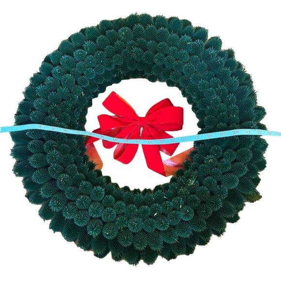 Artificial Green Pine Wreath With Red Bow 24" Diameter Christmas Decoration - Picture 2 of 6